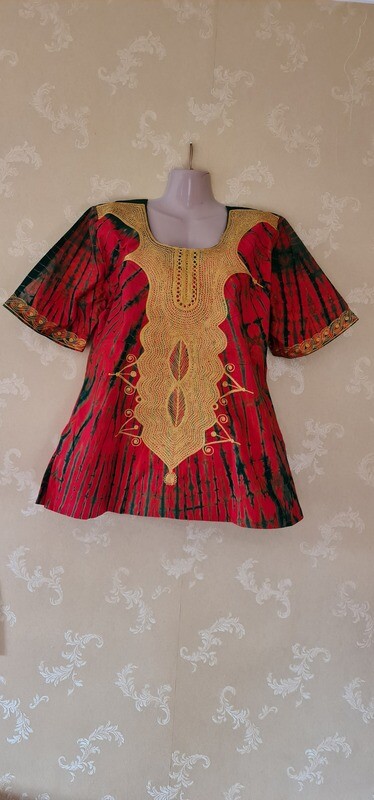 Tie Dye Top with Gold Embroidery