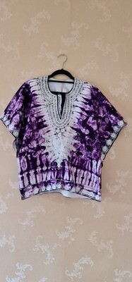 Tie Dye Top with White Embroidery