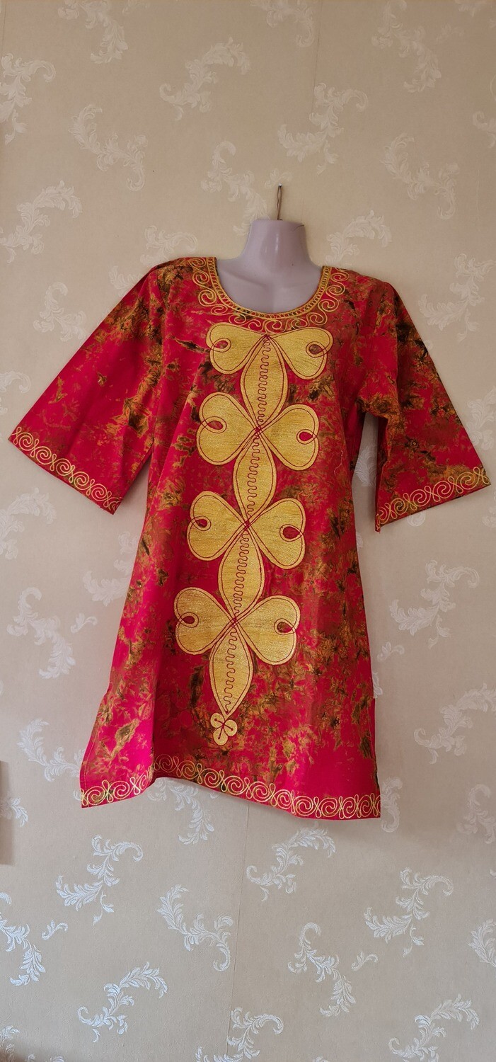 Tie Dye Top with Gold Embroidery