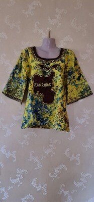 Tie Dye Top with Embroidery - Zanzibar Map