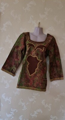 Tie Dye Top with Embroidery - Map of Africa - Size 12