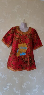 Tie Dye Top with Embroidery - Uganda Map