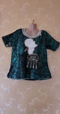 Tie Dye Top with Embroidery - Animal Print