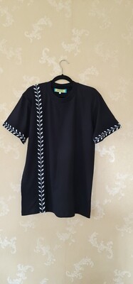 African Print T-Shirt - Dube Black - Size Medium