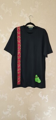African Print T-Shirt - Kibuyu Black - Size Large