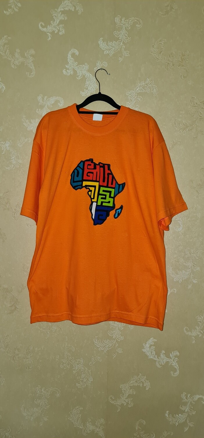 African Print T-Shirt  - Orange - Size 2X Large -  Pendo