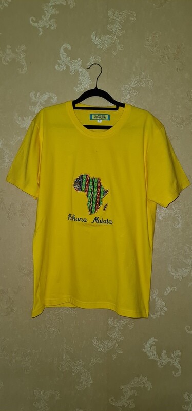 African Print T-Shirt - Yellow - Size Medium - Jaribu