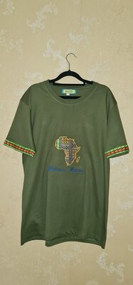African Print T-Shirt - Jeshi - Green - Size Large