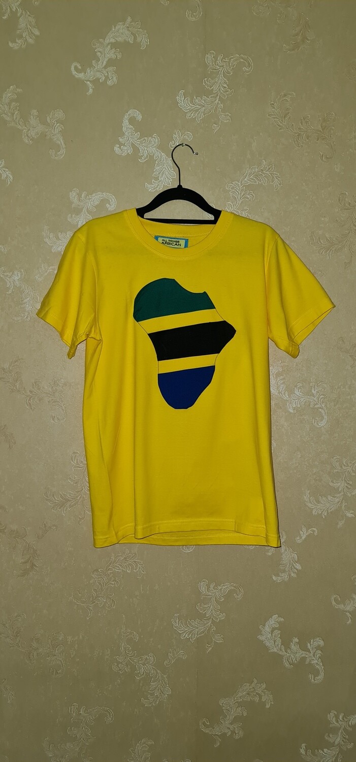 African Print T-Shirt  - Yellow - Size Medium - Mgheni