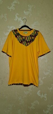 African Print T-Shirt - Ima - Yellow - Size Medium