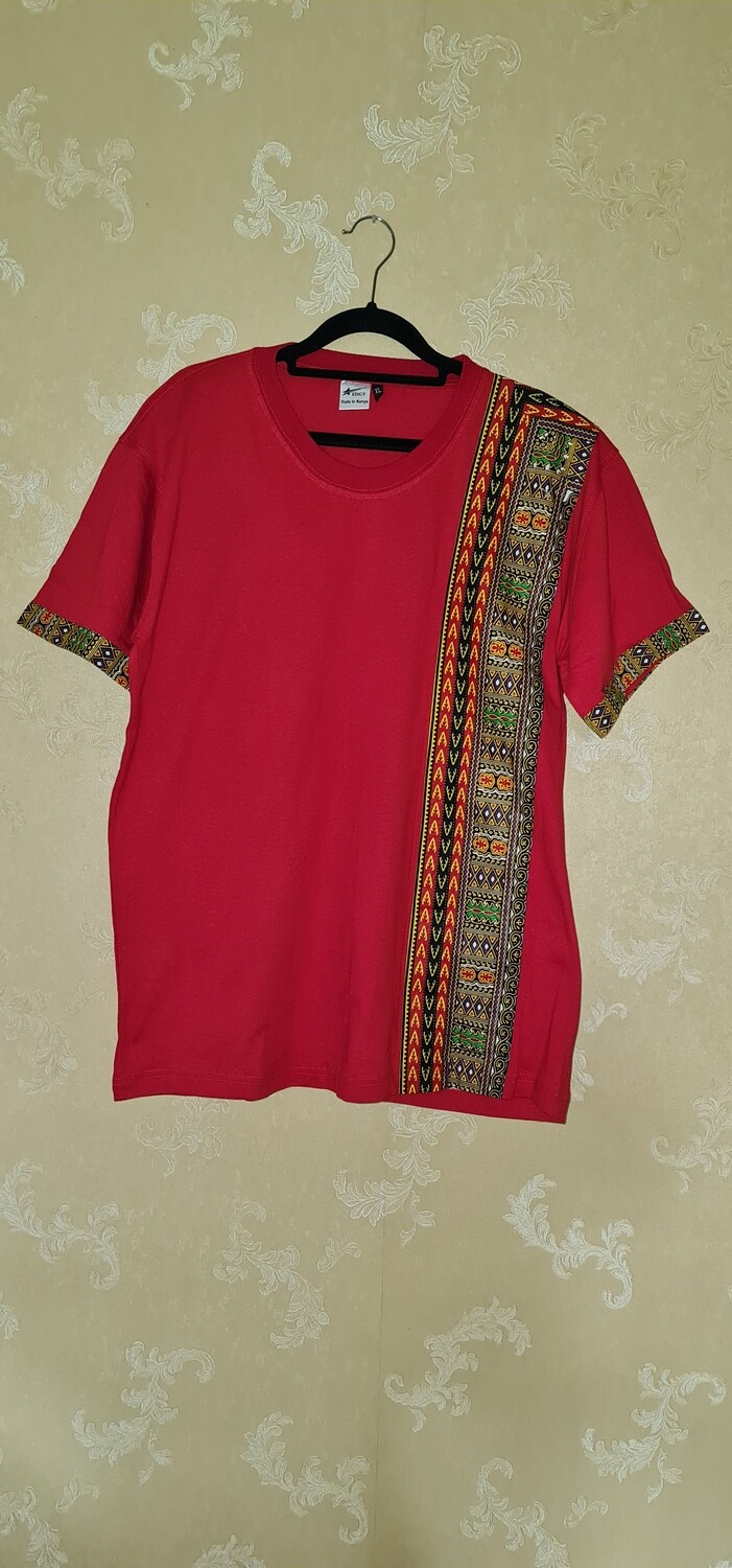 African Print T-Shirt - Imani - Red - Size XLarge