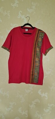 African Print T-Shirt - Imani - Red - Size XLarge