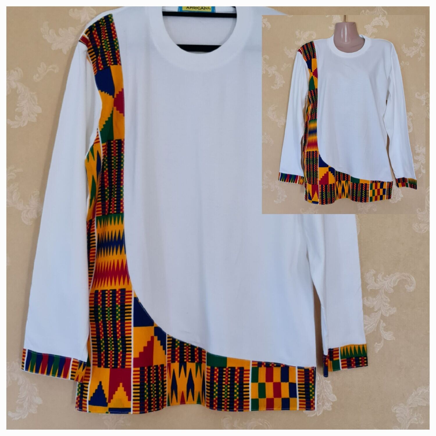 Long Sleeve T-Shirt - White Mix - Size Large and XL