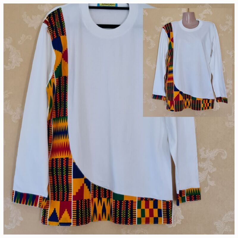 Long Sleeve T-Shirt - White Mix - Size Large and XL