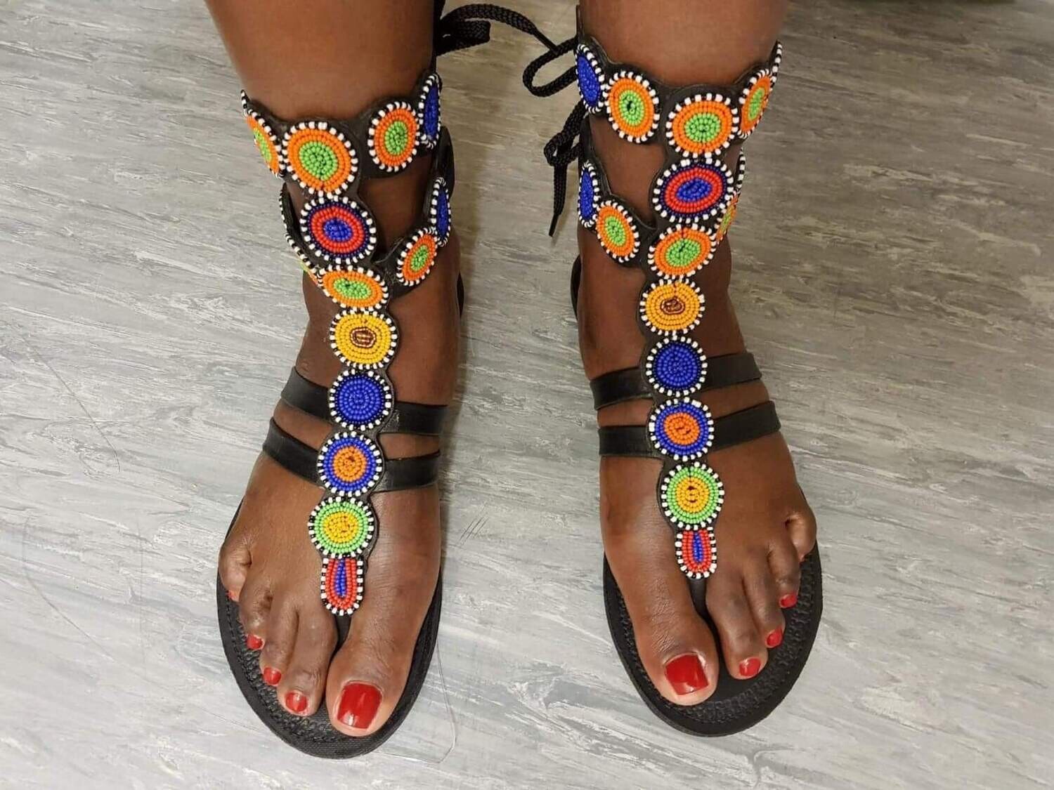 Unique Masai Hand Beaded Sandals