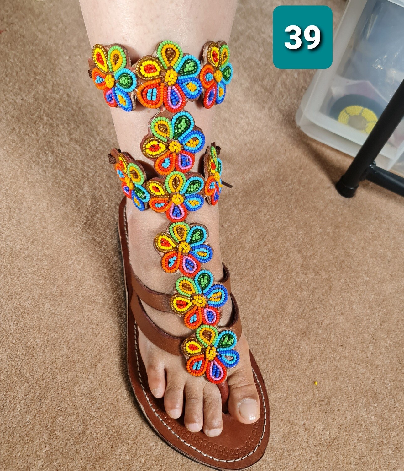 Unique Masai Hand Beaded Sandals