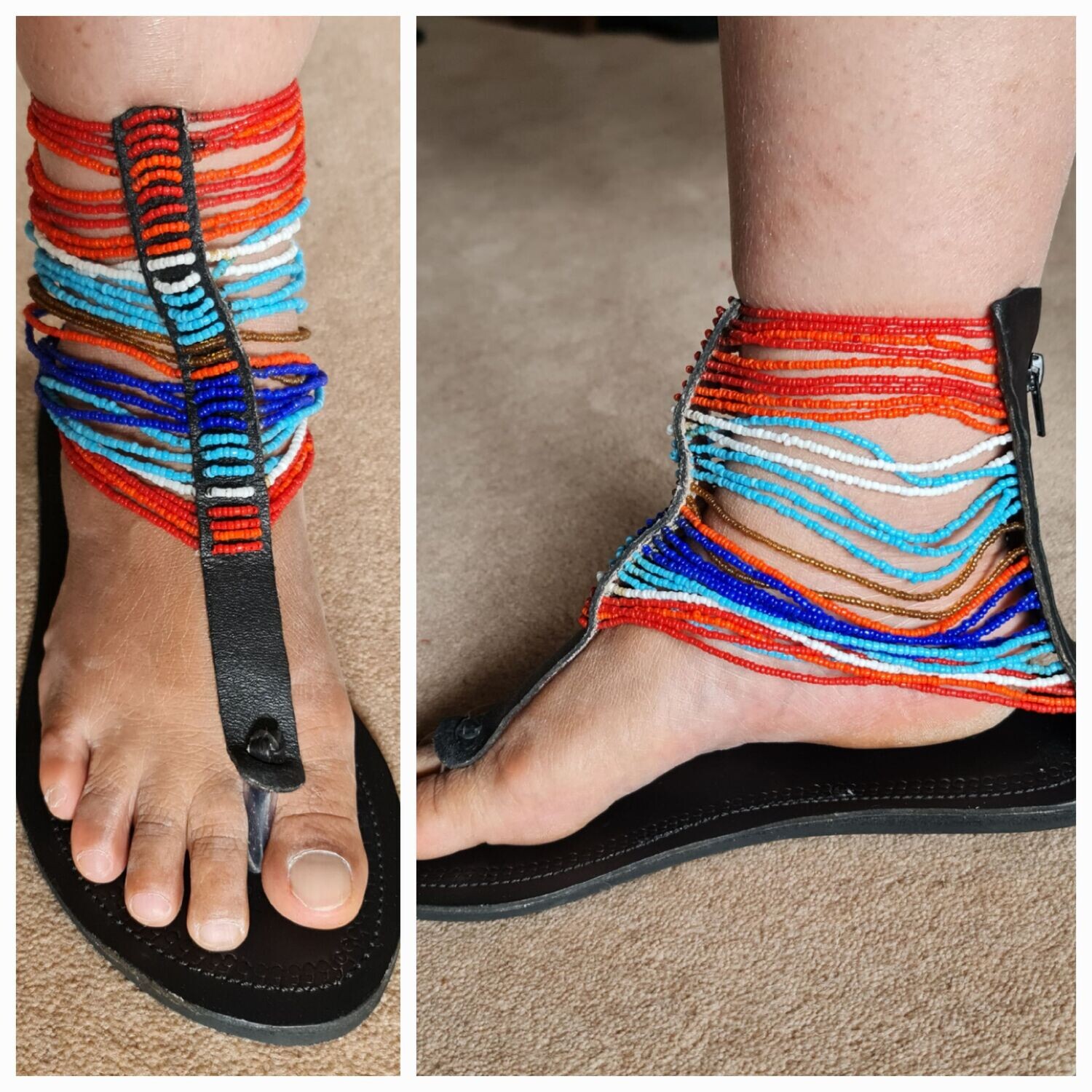 Multicoloured Hand Beaded Sandals