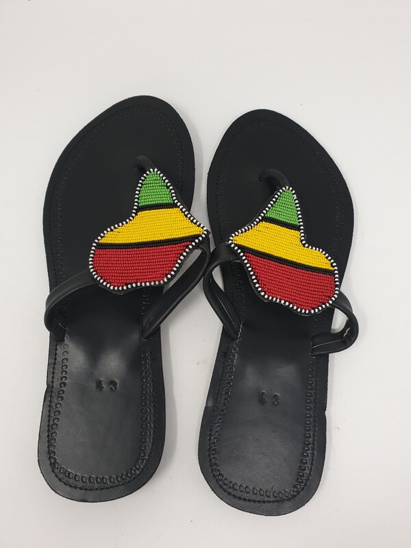 Unique Africa Map Hand Beaded Sandals
