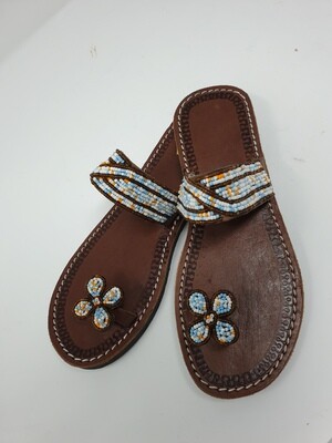 Unique Floral One Toe Hand Beaded Sandals