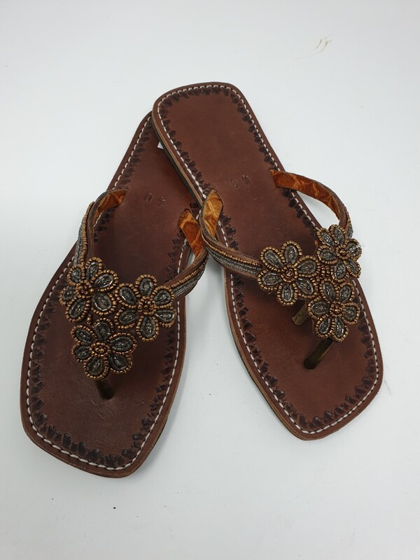 Unique Floral Hand Beaded Sandals