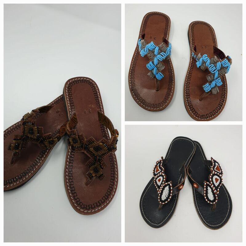 Unique Hand Beaded Sandals x 3 Pairs