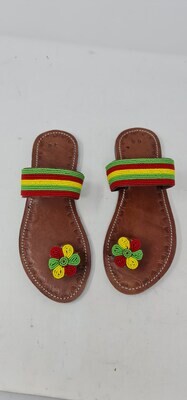 Unique One Toe Hand Beaded Sandals