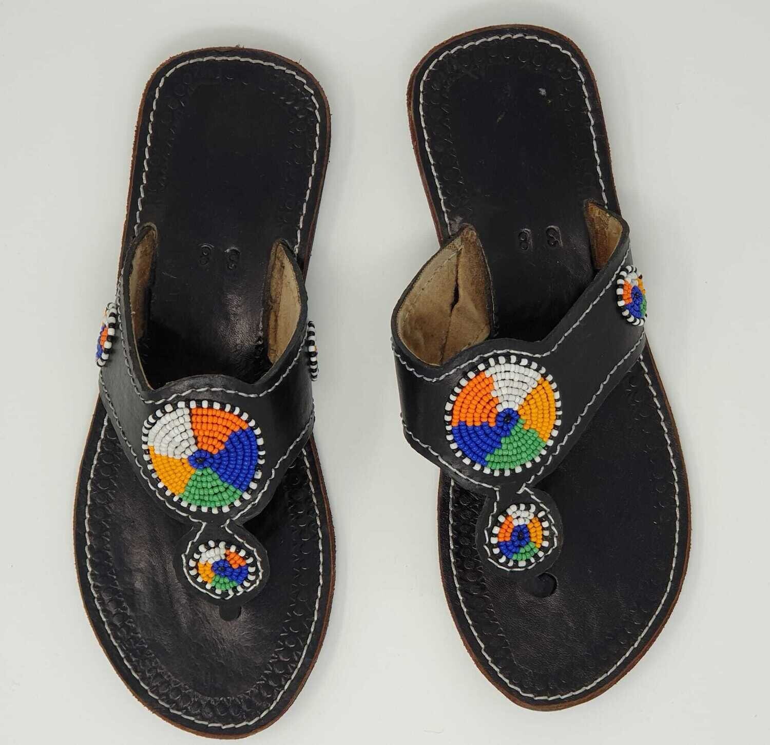 Unique Hand Beaded Leather Sandals