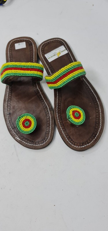 Elegant One Toe Hand Beaded Leather Sandals