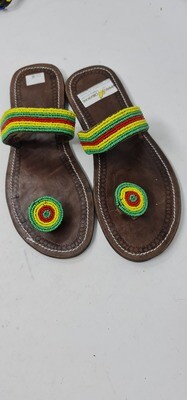 Elegant One Toe Hand Beaded Leather Sandals