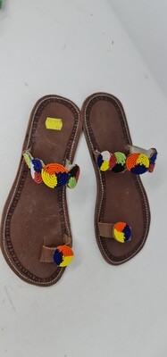 Unique Colorful Hand Beaded Leather Sandals
