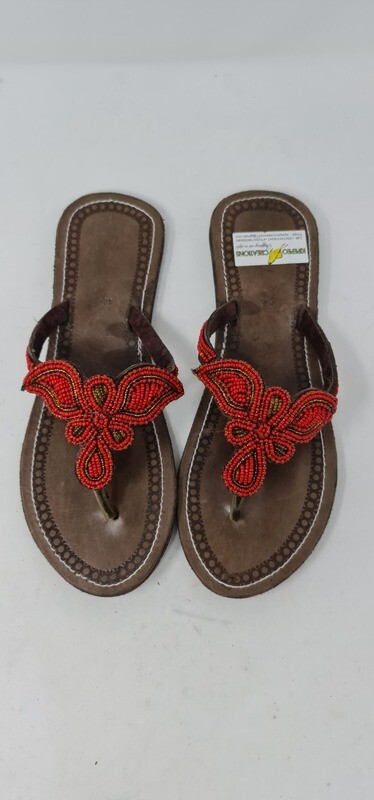 Unique Hand Beaded Leather Sandals