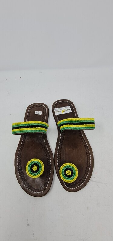 Beautiful One Toe Hand Beaded Leather Sandals