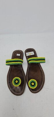 Beautiful One Toe Hand Beaded Leather Sandals