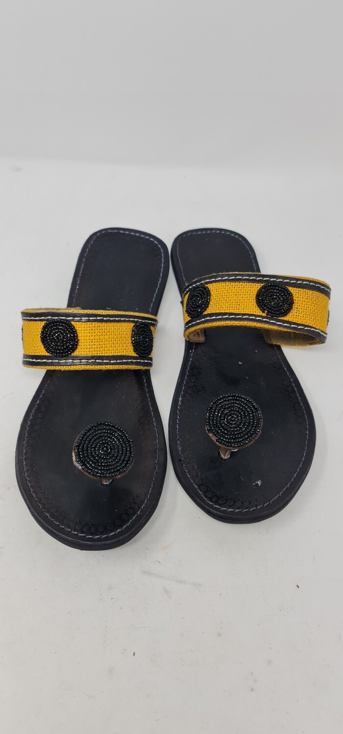 Unique One Toe Hand Beaded Leather Sandals