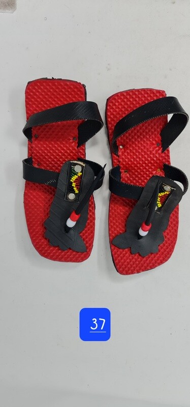 Handmade Masai Car Tyre Sole Sandals - Red Mix