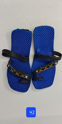 Handmade Masai Car Tyre Sole Sandals - Blue Mix