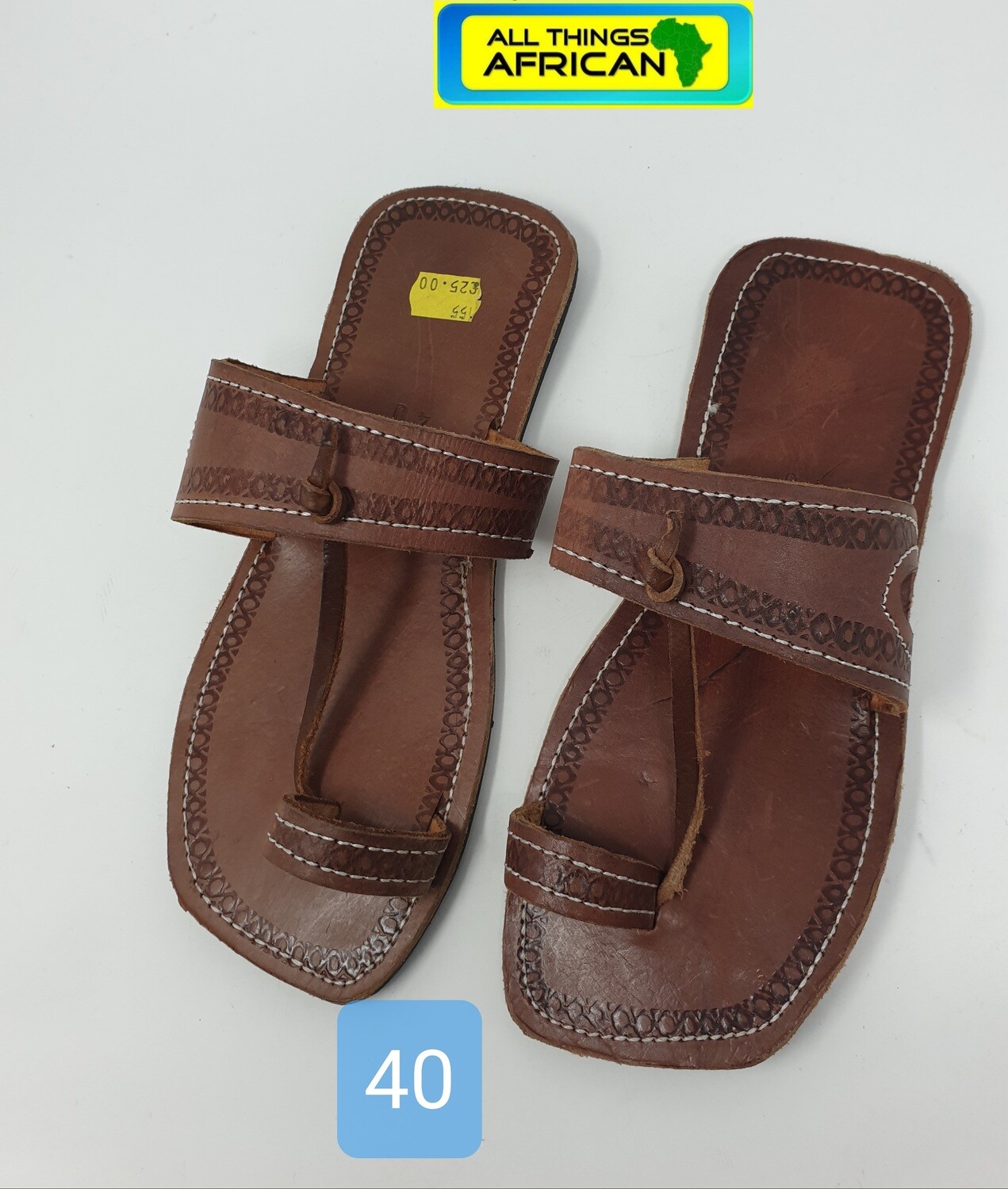 Handmade Men Leather Sandals - Brown