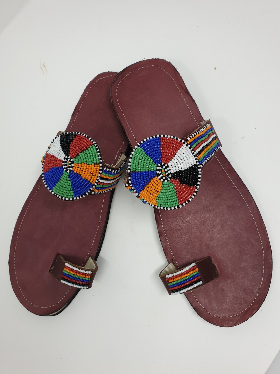 Handmade Mens Beaded Leather Sandals