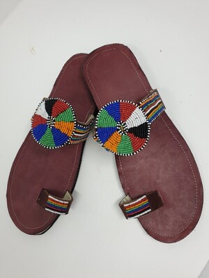 Handmade Mens Beaded Leather Sandals