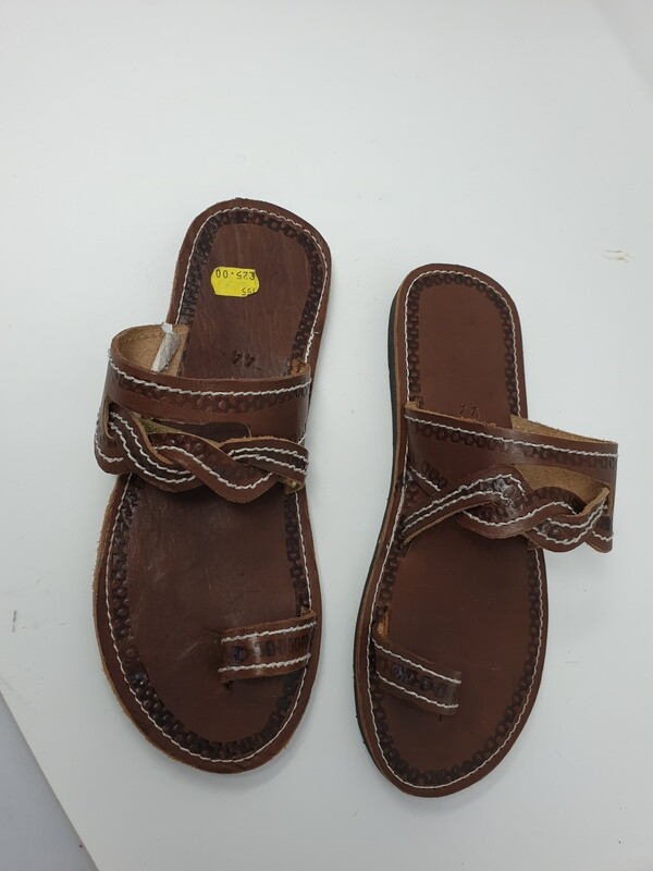 Handmade Masai Car Tyre Sole Sandals with Brown Leather Mix Size 46