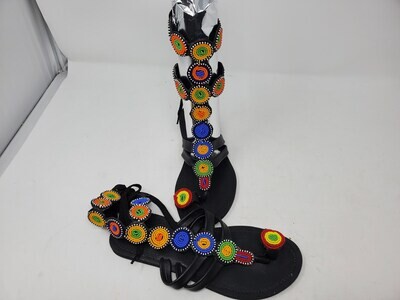 Gladiator Style Masai Hand Beaded Leather Sandals