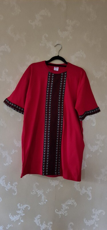 African Print T-Shirt - Red Mix