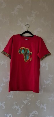 African Print T-Shirt - Africa Map - Red