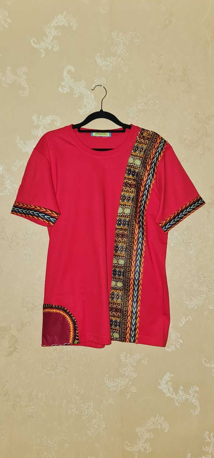 African Print T-Shirt - Red Mix - Jamala