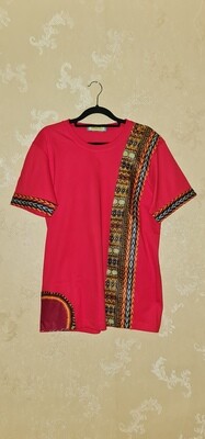 African Print T-Shirt - Red Mix