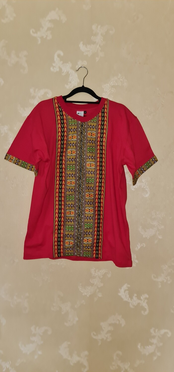 African Print T-Shirt - Mjazo - Red
