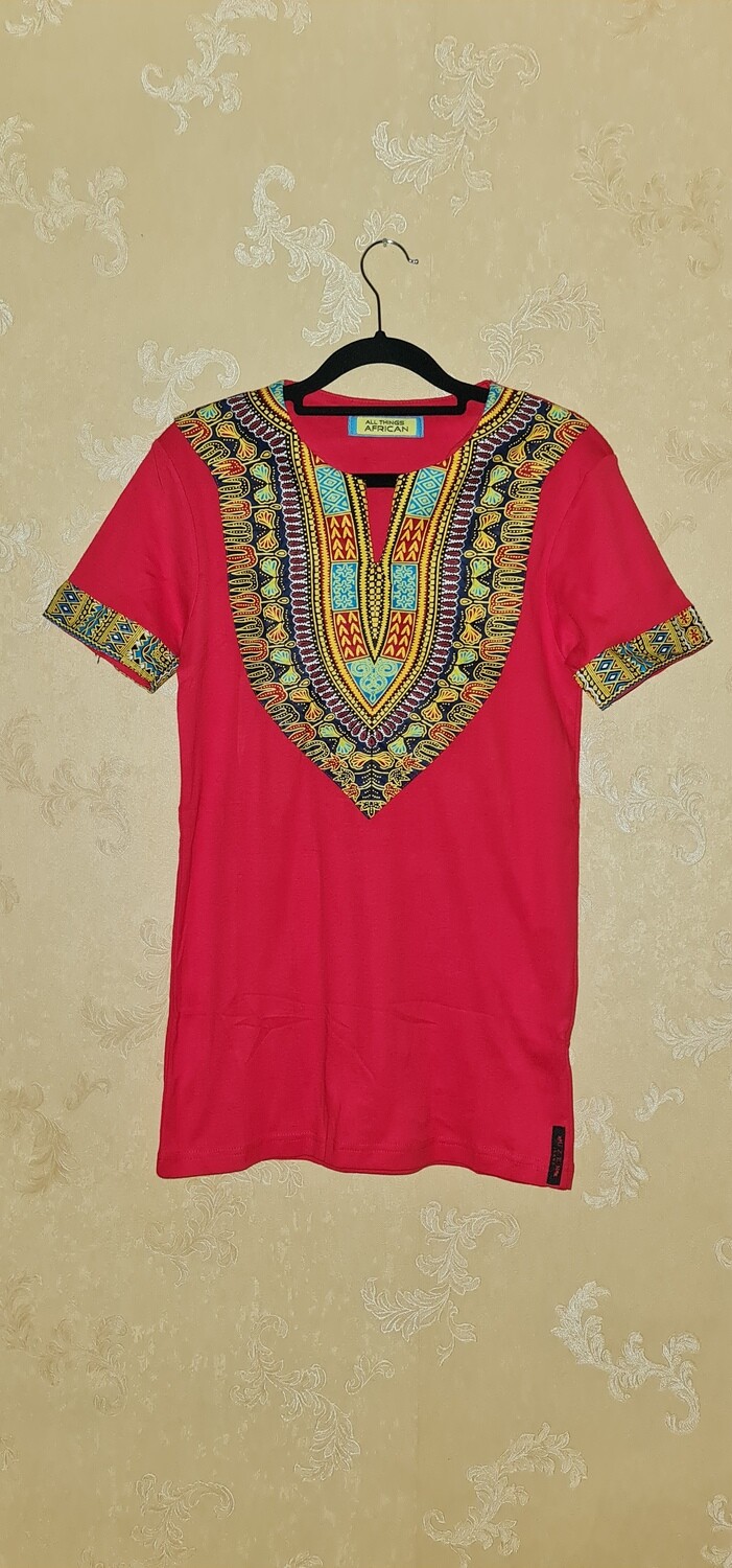 African Print T-Shirt - Amani - Red