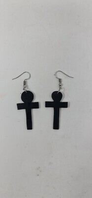 Wood Earrings - Handcrafted - Ankh
