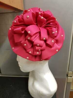 African Flower Knot Pre-Tied Bonnet Beanie Cap Headwrap - Red