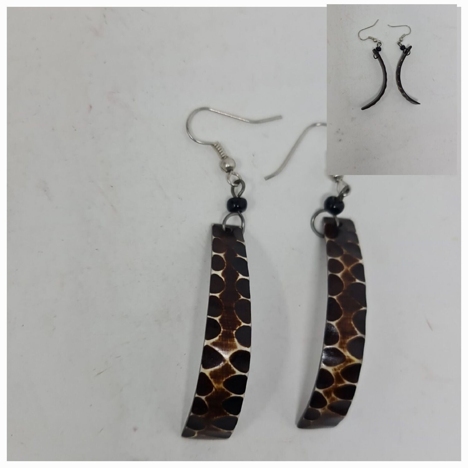 Hand Carved Cow Horn Earrings - 8cm